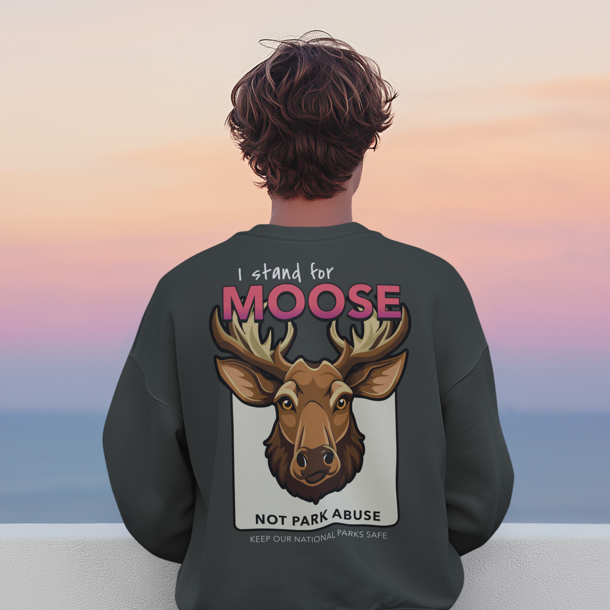 Moose Protect Our Parks - Crew Neck Sweatshirt