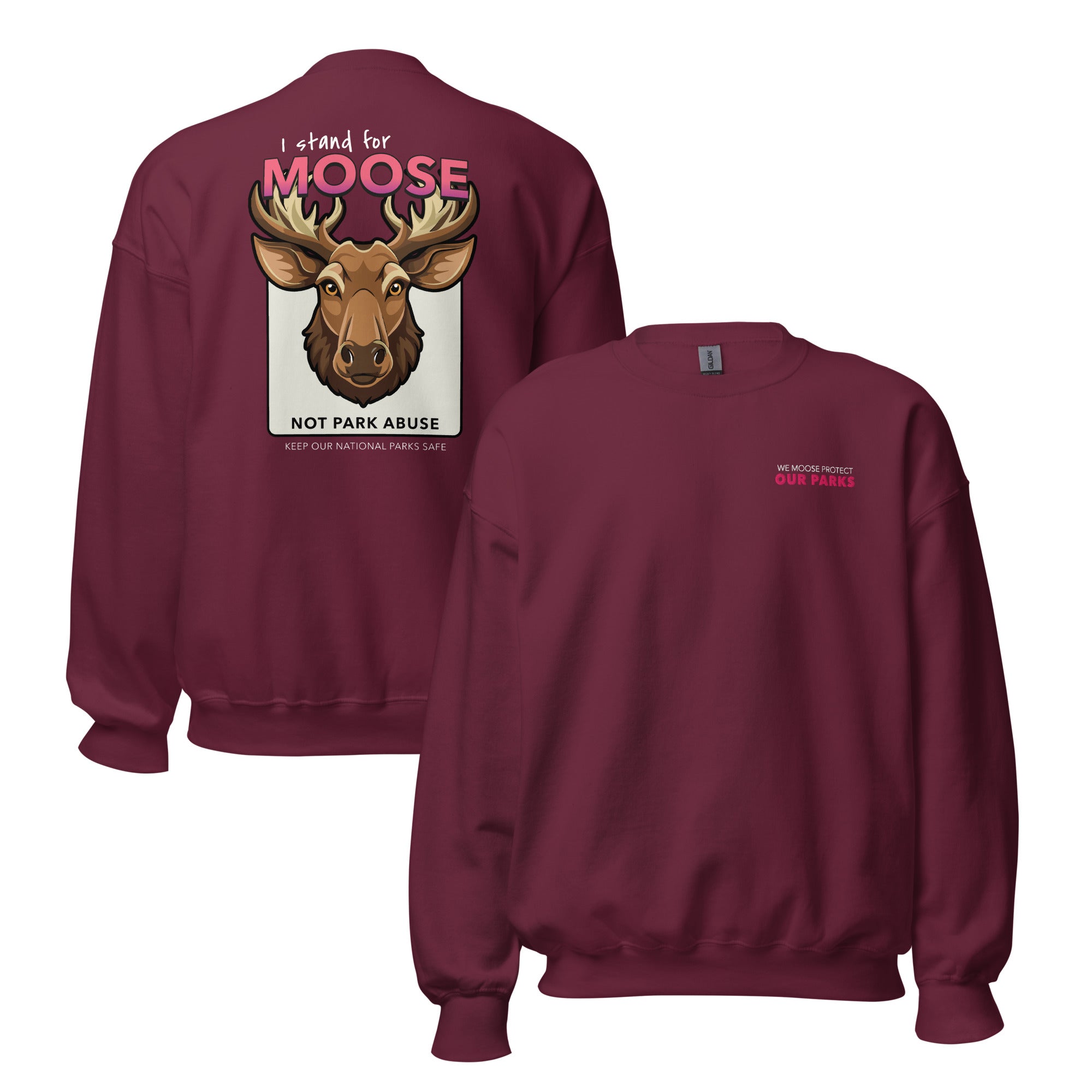 Moose Protect Our Parks - Crew Neck Sweatshirt
