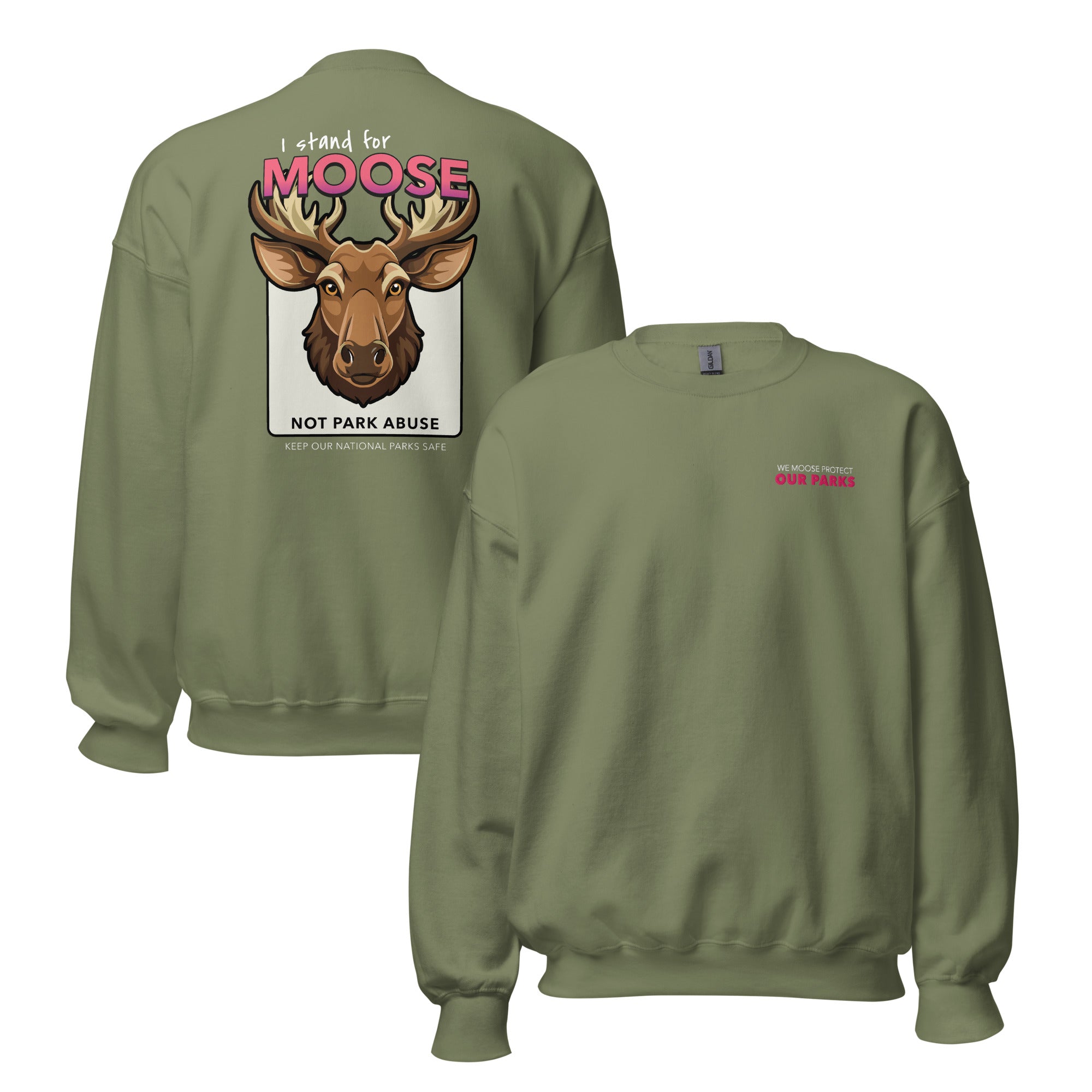 Moose Protect Our Parks - Crew Neck Sweatshirt